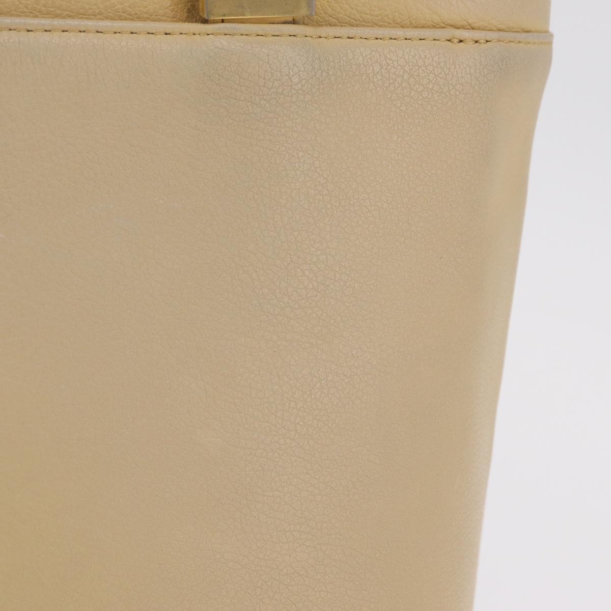 BURBERRY Tote Bag Leather Beige Gold Auth ka6651