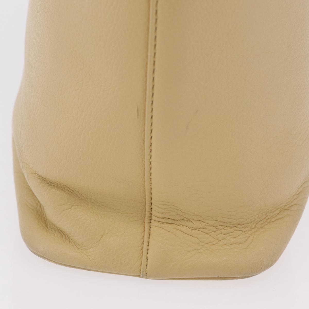 BURBERRY Tote Bag Leather Beige Gold Auth ka6651