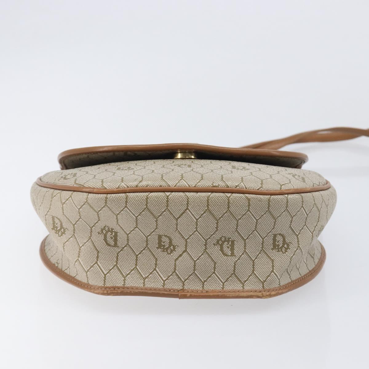 Christian Dior Honeycomb Canvas Shoulder Bag PVC Beige Gold Auth ka6652
