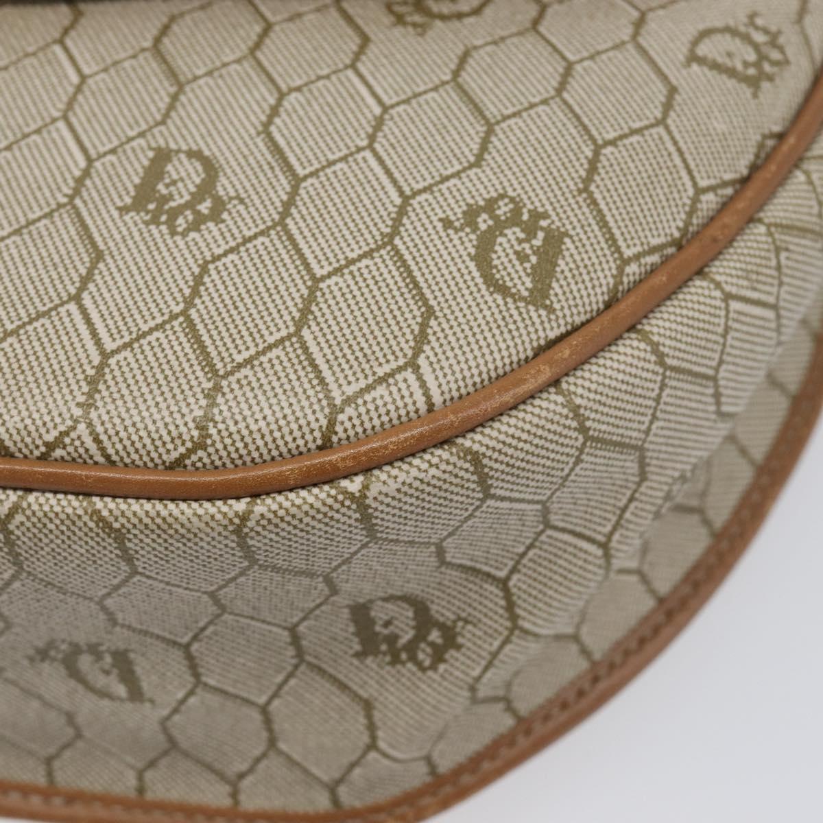 Christian Dior Honeycomb Canvas Shoulder Bag PVC Beige Gold Auth ka6652
