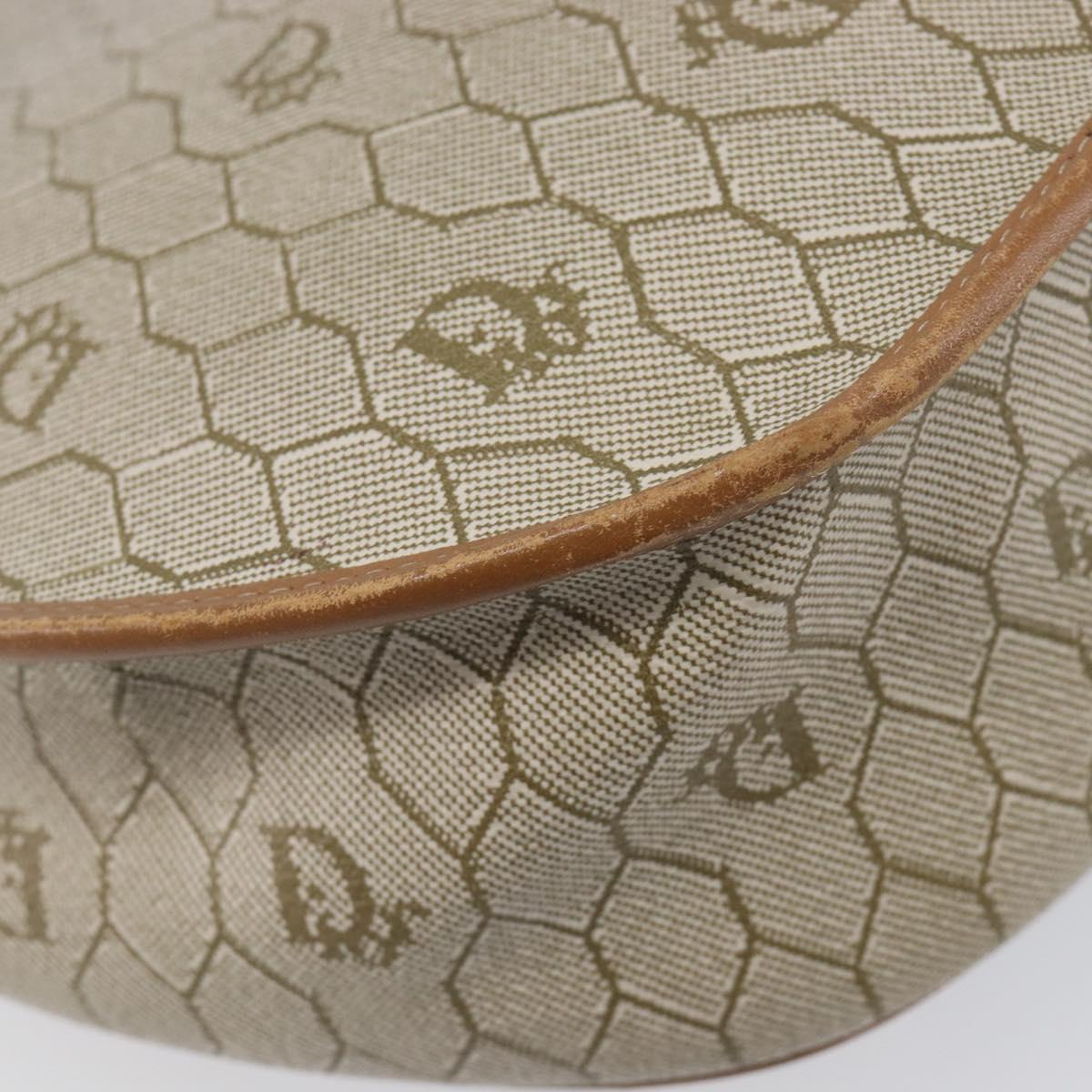 Christian Dior Honeycomb Canvas Shoulder Bag PVC Beige Gold Auth ka6652