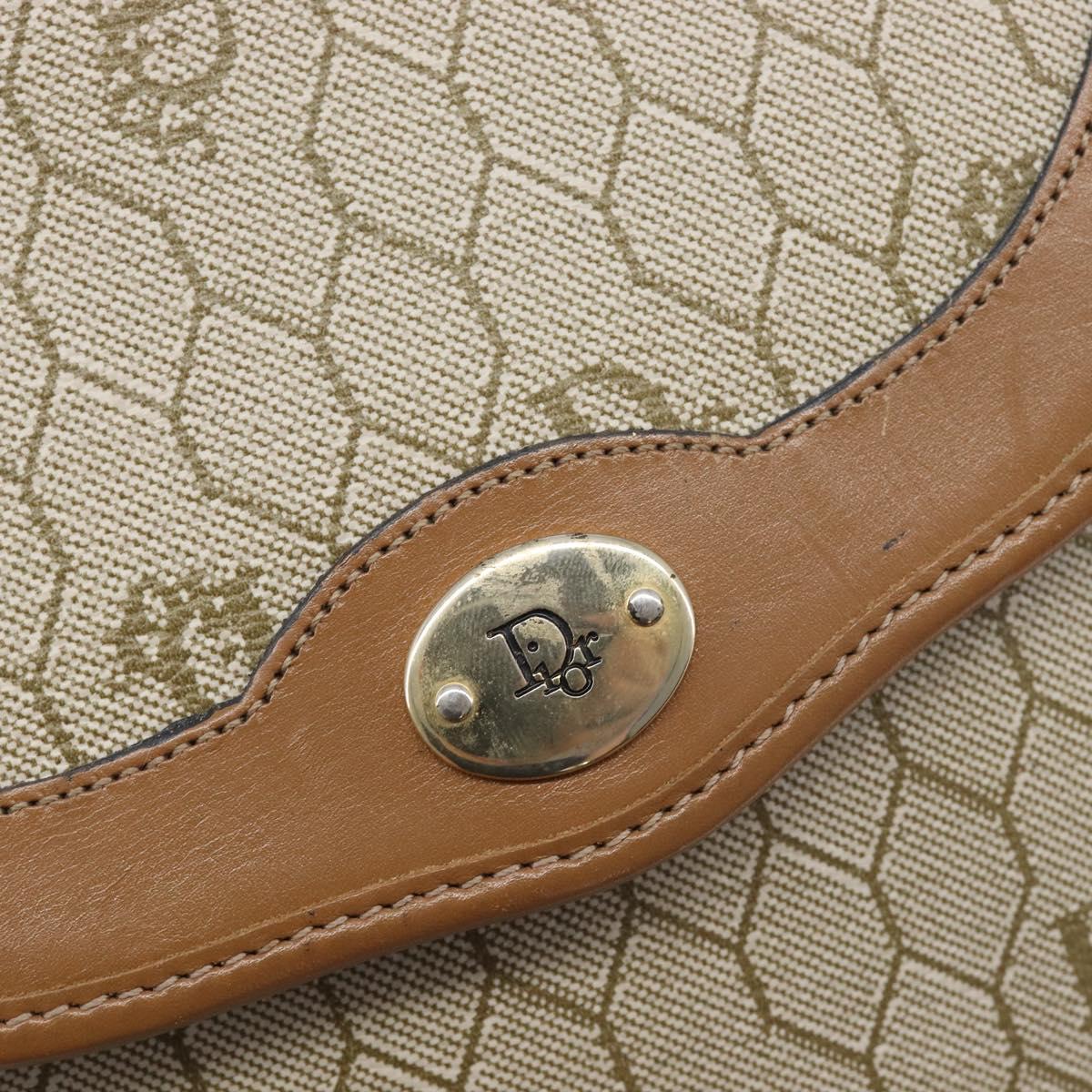 Christian Dior Honeycomb Canvas Shoulder Bag PVC Beige Gold Auth ka6652