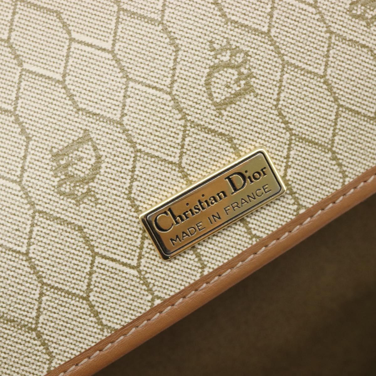 Christian Dior Honeycomb Canvas Shoulder Bag PVC Beige Gold Auth ka6652