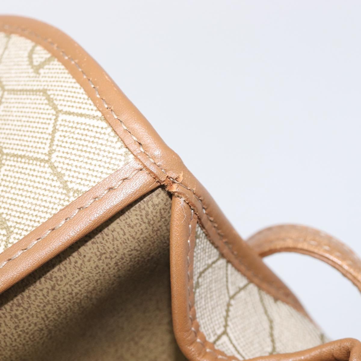 Christian Dior Honeycomb Canvas Shoulder Bag PVC Beige Gold Auth ka6652
