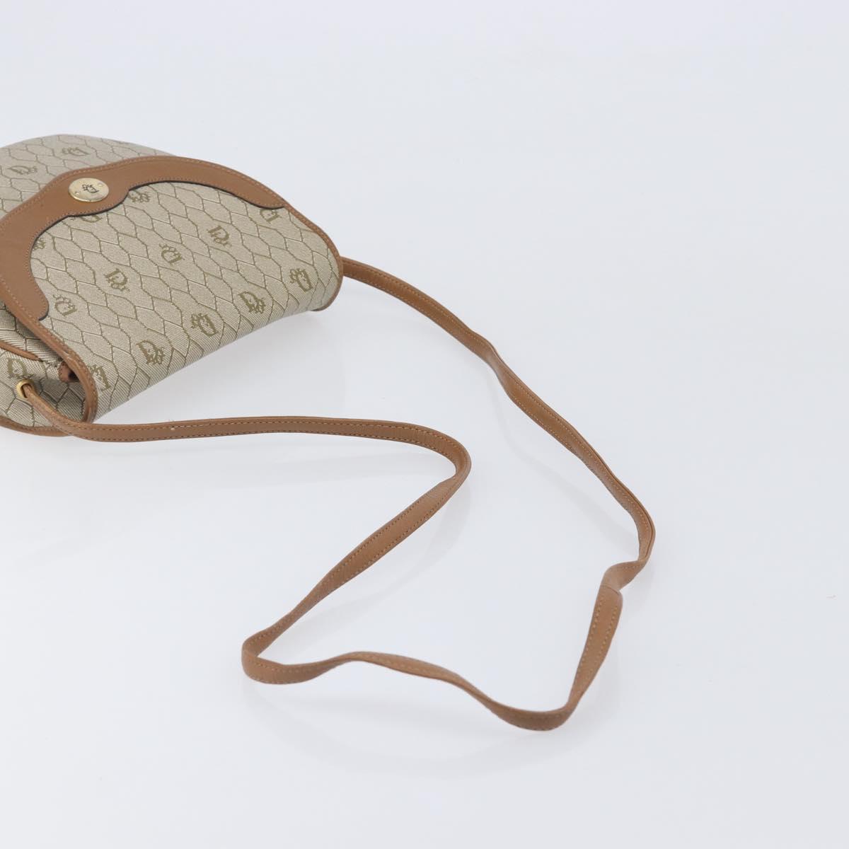 Christian Dior Honeycomb Canvas Shoulder Bag PVC Beige Gold Auth ka6652