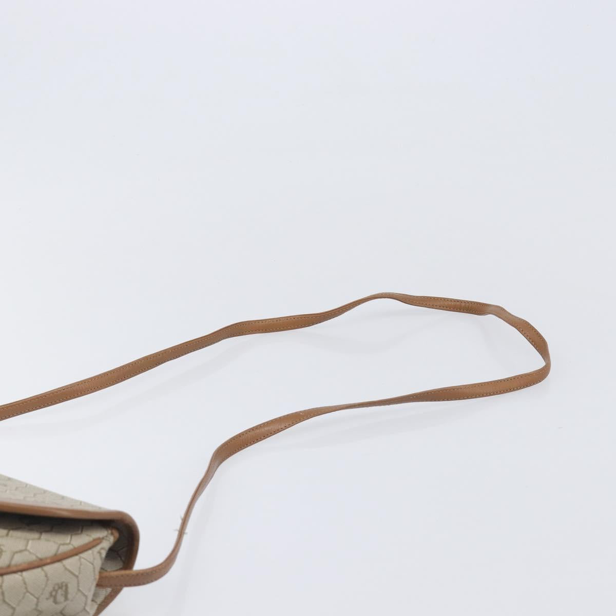 Christian Dior Honeycomb Canvas Shoulder Bag PVC Beige Gold Auth ka6652