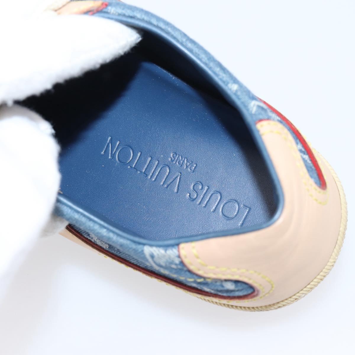 LOUIS VUITTON Monogram Denim Sneakers 34 1/2 Blue LV Auth ka6657