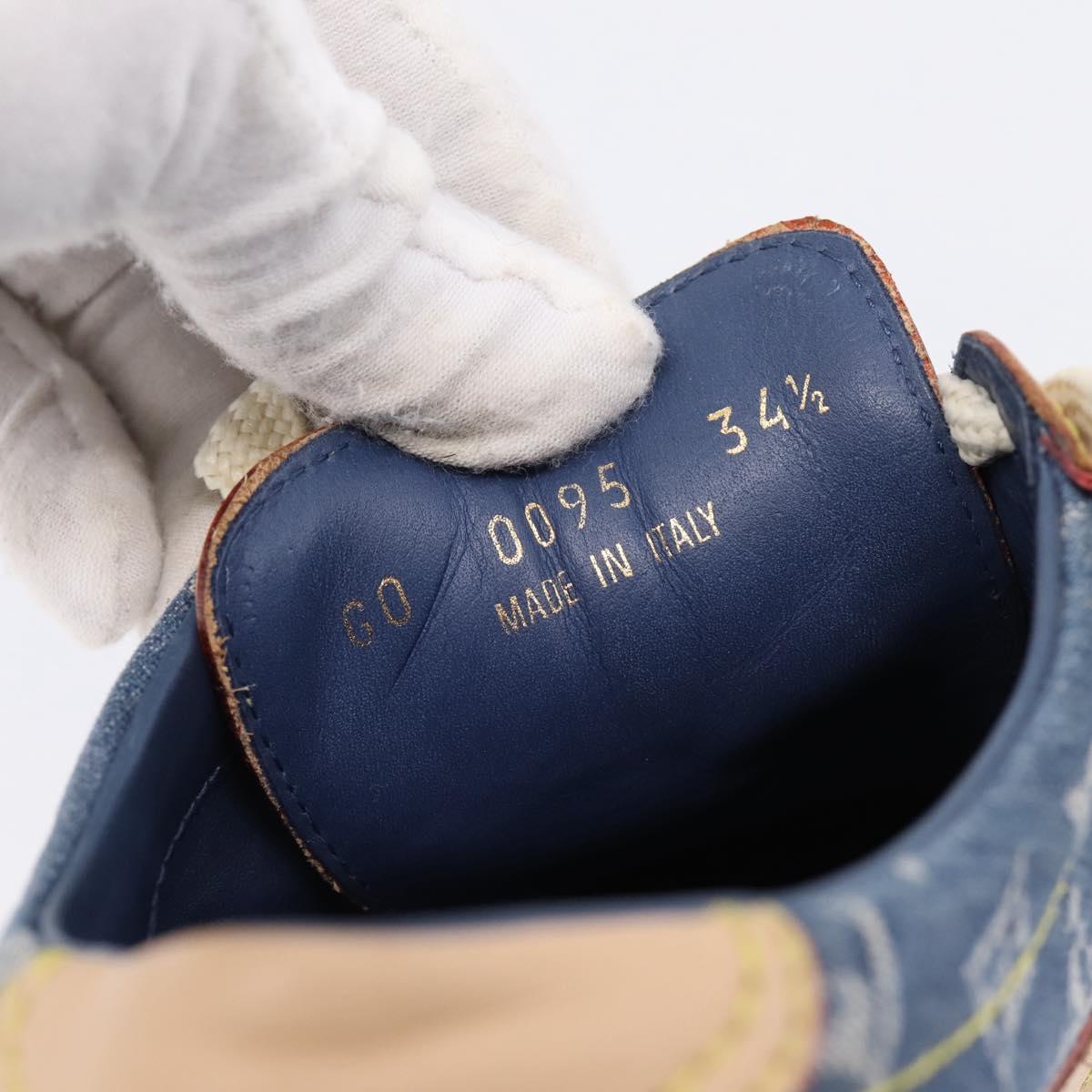 LOUIS VUITTON Monogram Denim Sneakers 34 1/2 Blue LV Auth ka6657