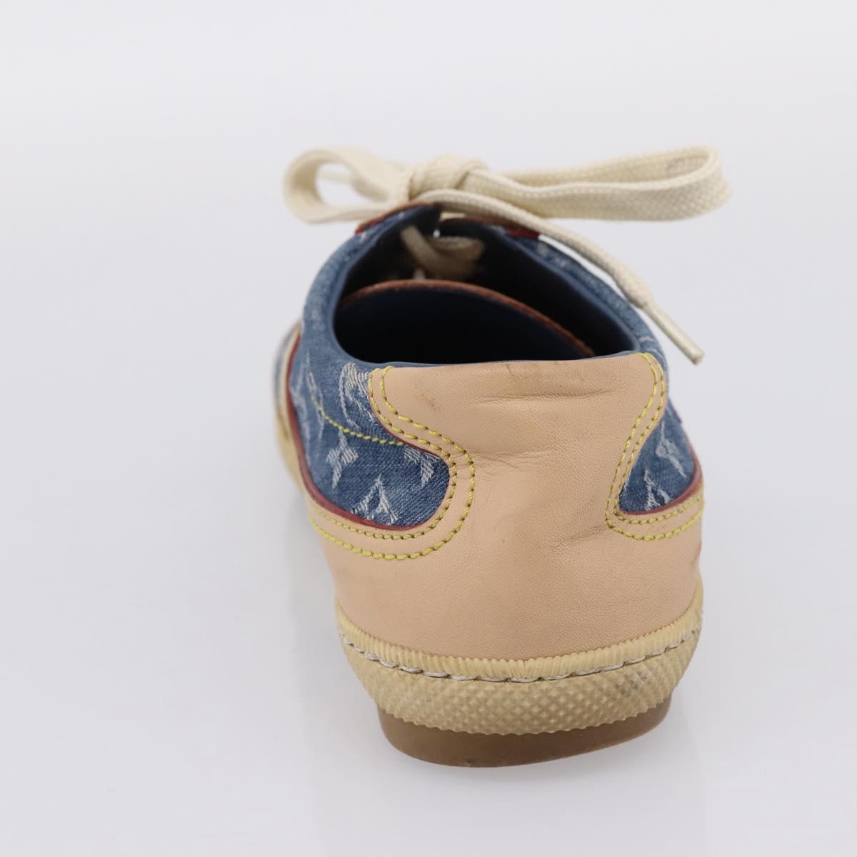 LOUIS VUITTON Monogram Denim Sneakers 34 1/2 Blue LV Auth ka6657