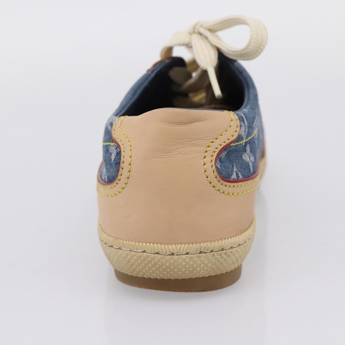 LOUIS VUITTON Monogram Denim Sneakers 34 1/2 Blue LV Auth ka6657