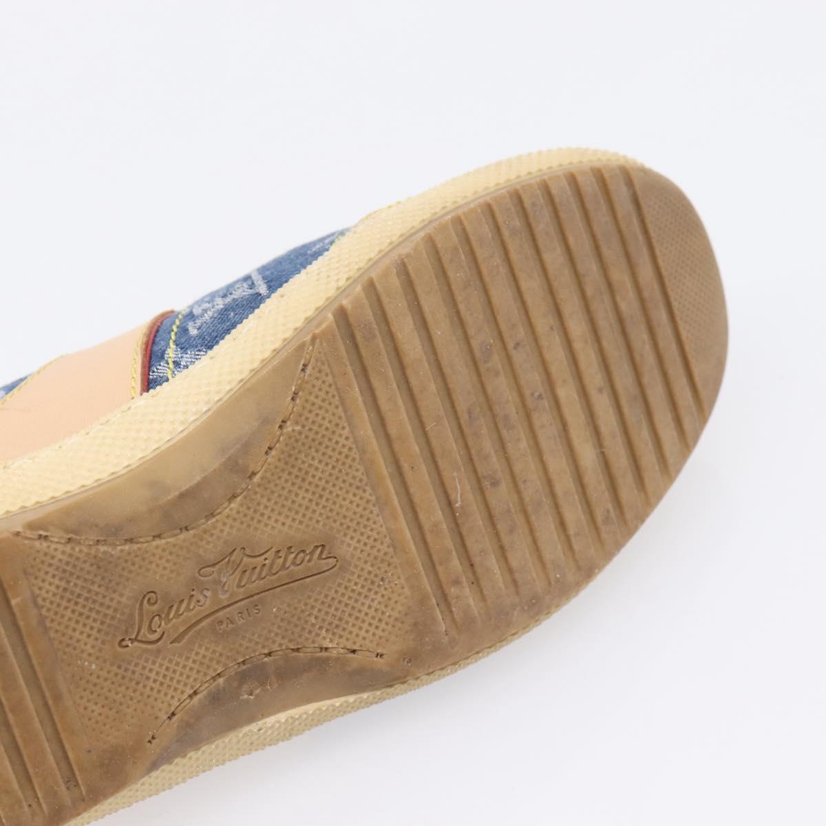 LOUIS VUITTON Monogram Denim Sneakers 34 1/2 Blue LV Auth ka6657