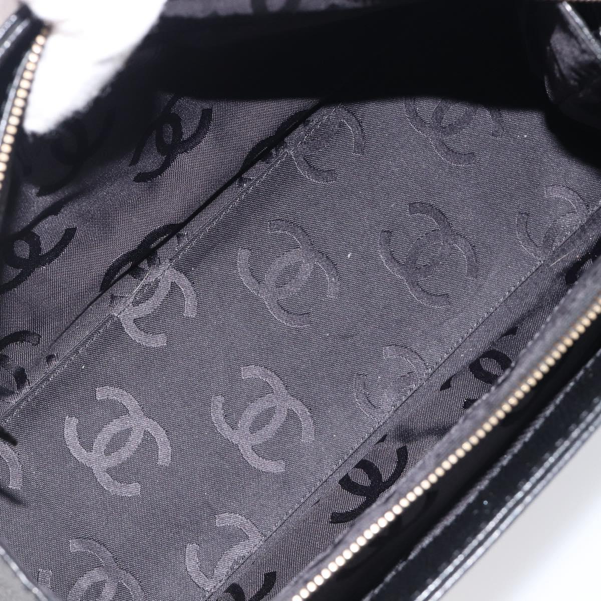 CHANEL COCO Mark Tote Bag Caviar Skin Black Gold Tone CC Auth ka6665
