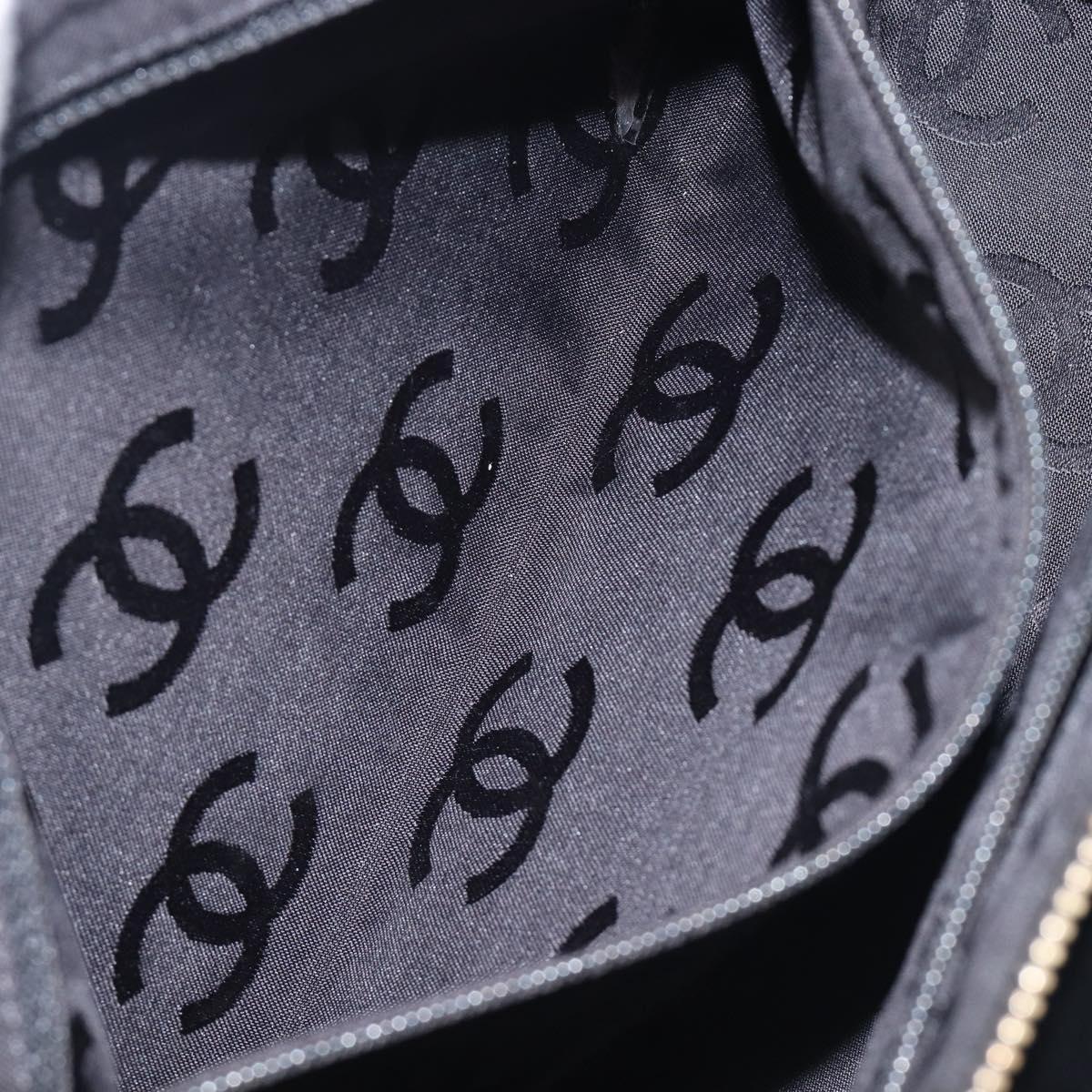 CHANEL COCO Mark Tote Bag Caviar Skin Black Gold Tone CC Auth ka6665