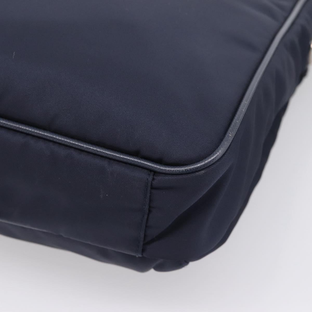 PRADA Shoulder Bag Nylon Navy Silver Auth ka6668A