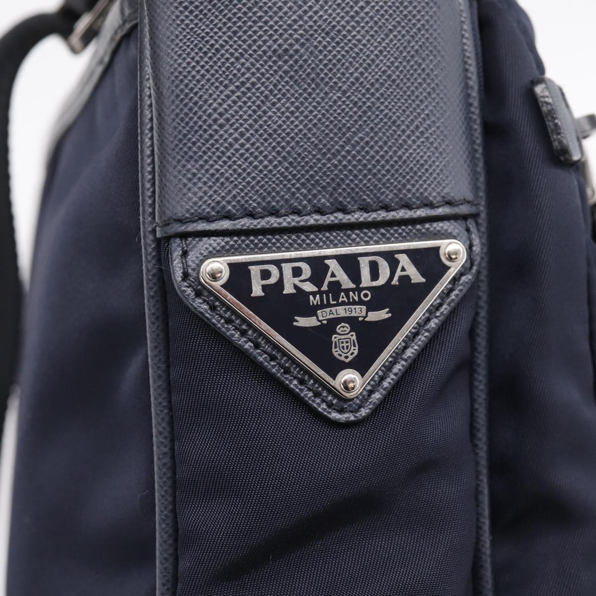 PRADA Shoulder Bag Nylon Navy Silver Auth ka6668A