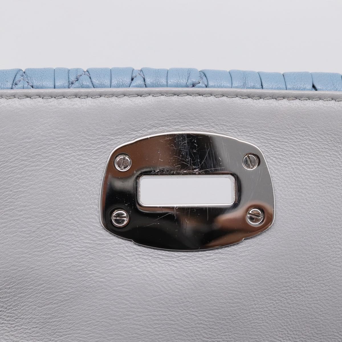 Miu Miu Matelasse Shoulder Bag Leather Light Blue Silver Auth ka6674M