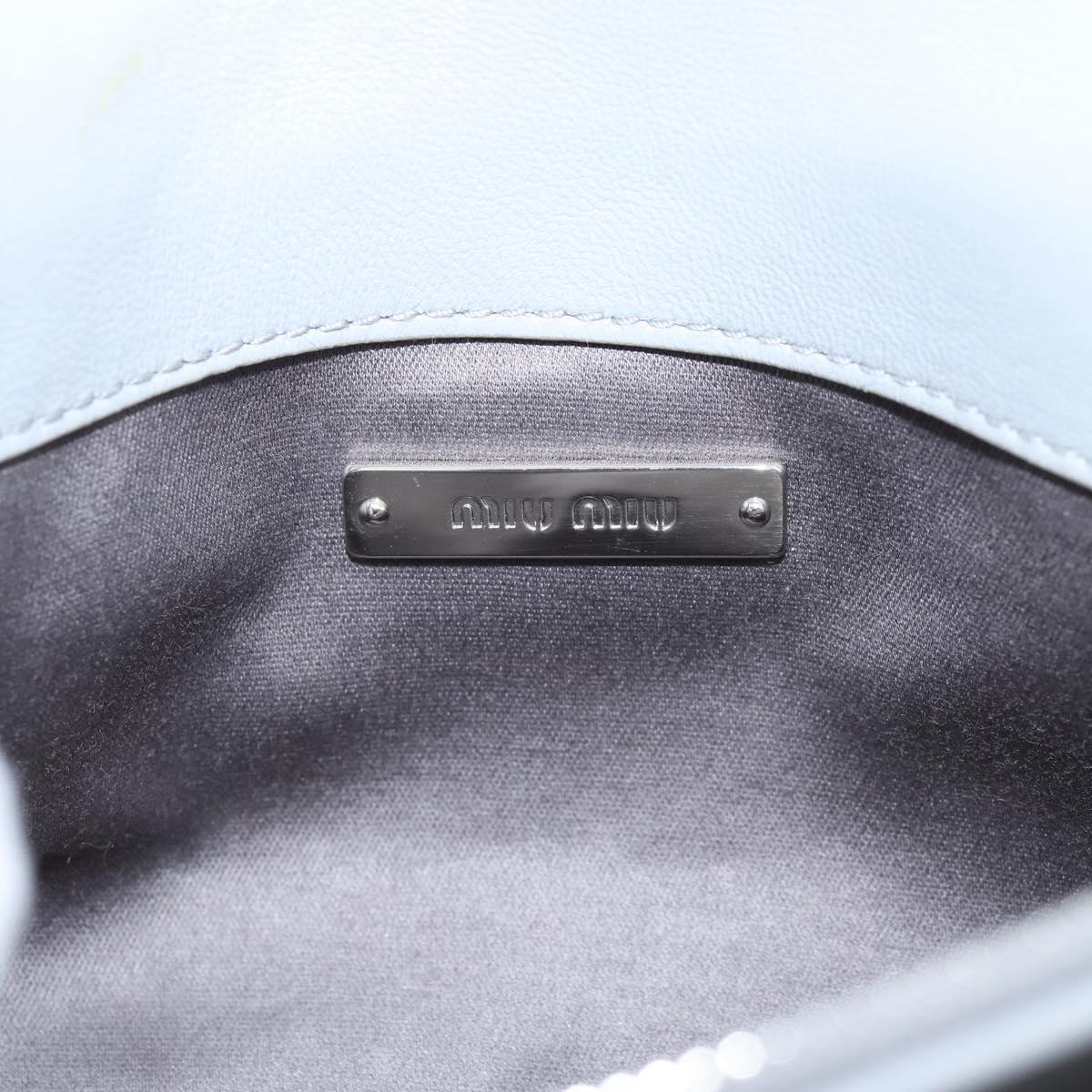 Miu Miu Matelasse Shoulder Bag Leather Light Blue Silver Auth ka6674M