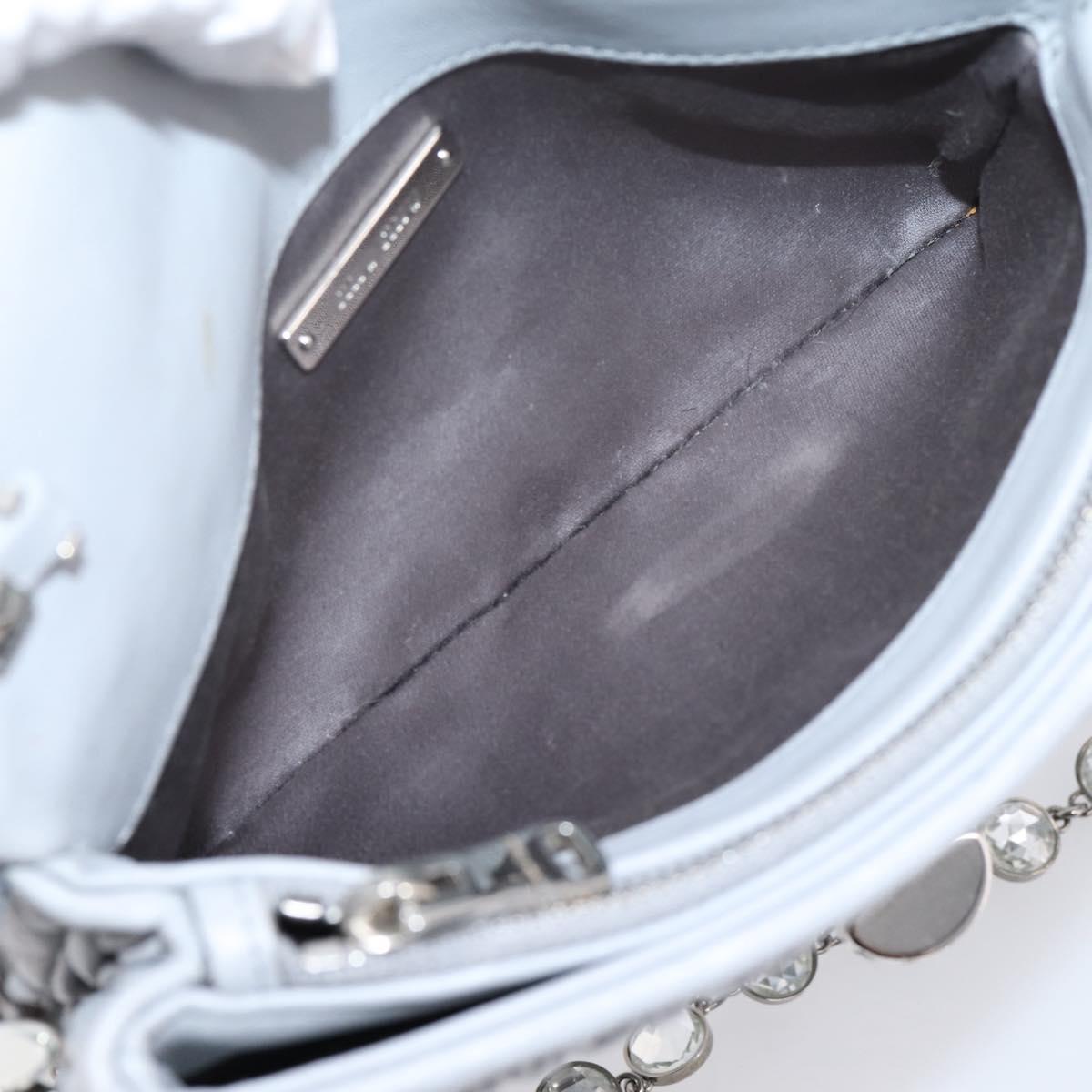 Miu Miu Matelasse Shoulder Bag Leather Light Blue Silver Auth ka6674M