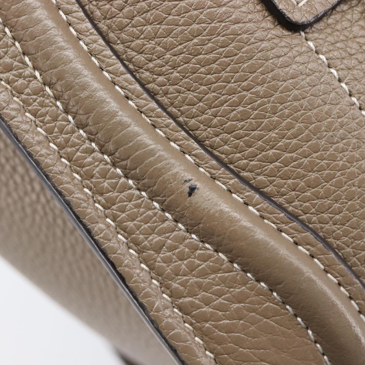 CELINE Luggage Nano Shopper Hand Bag Leather 2way Beige Silver Auth ka6678V