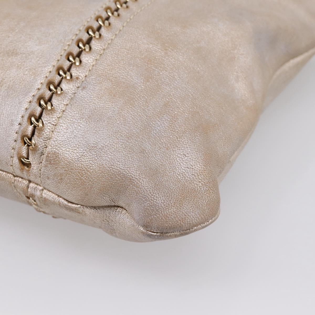CHANEL Luxury Line Chain Tote Bag Leather Silver Gold Tone CC Auth ka6683