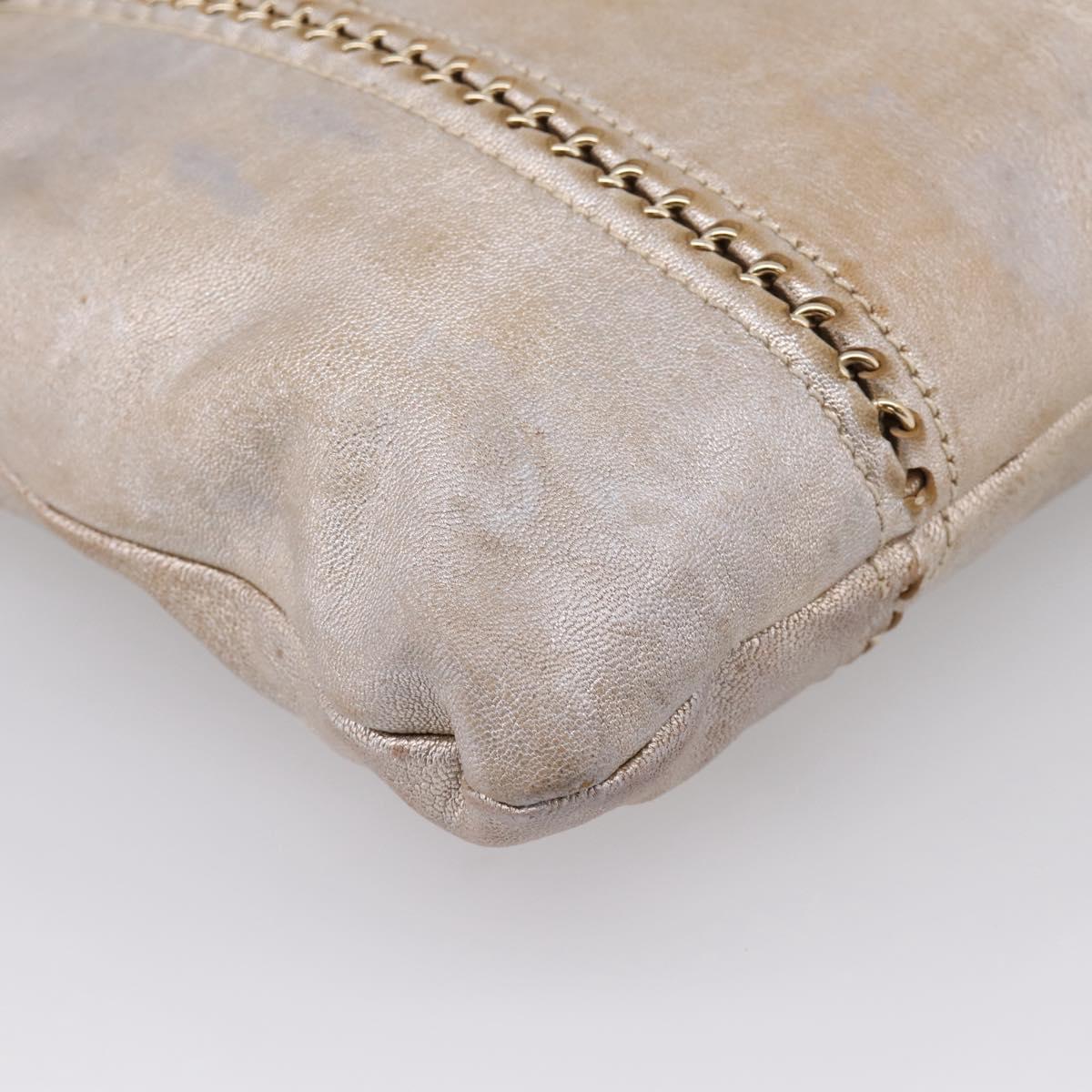 CHANEL Luxury Line Chain Tote Bag Leather Silver Gold Tone CC Auth ka6683