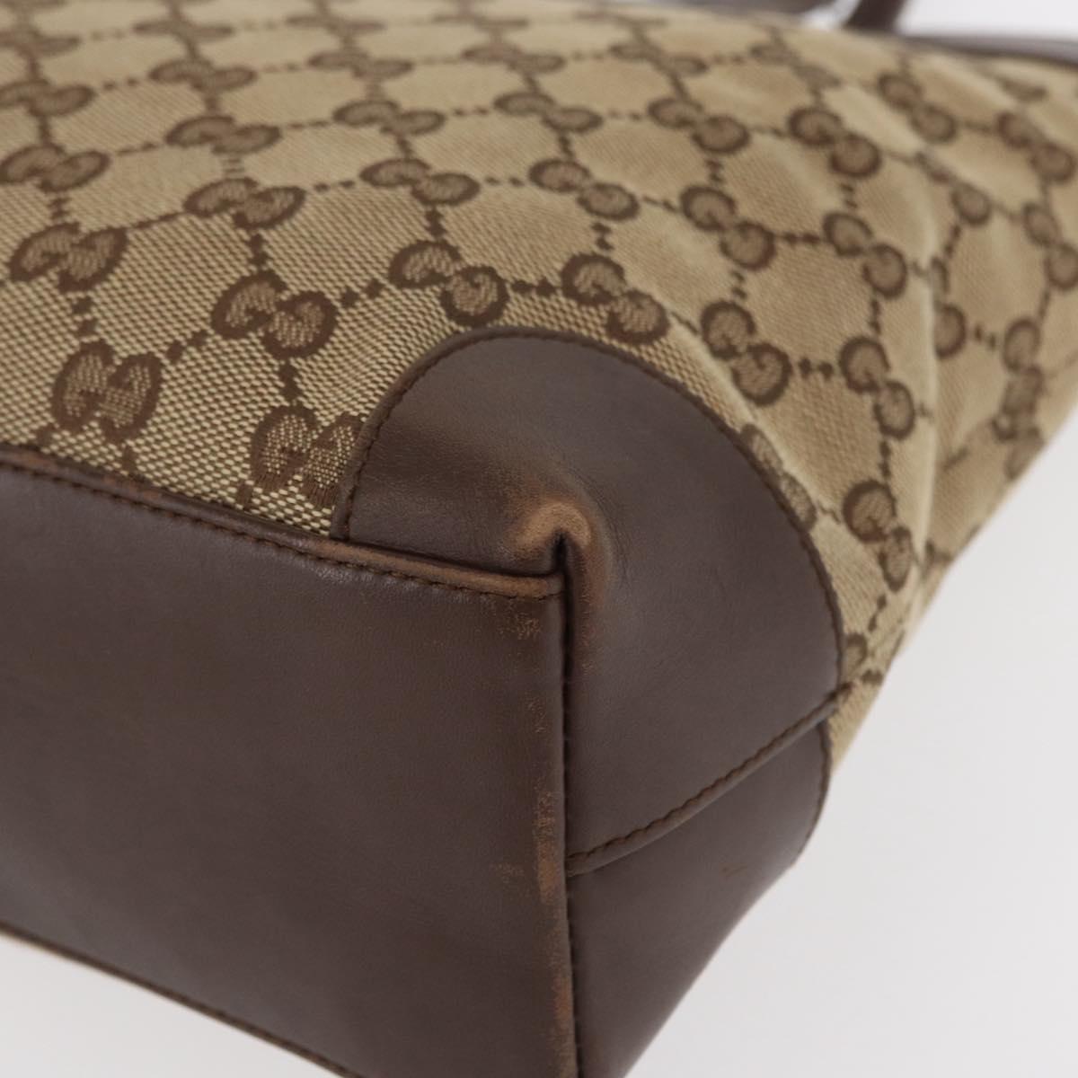 GUCCI GG Canvas Tote Bag Beige Gold 002 1199 Auth ka669