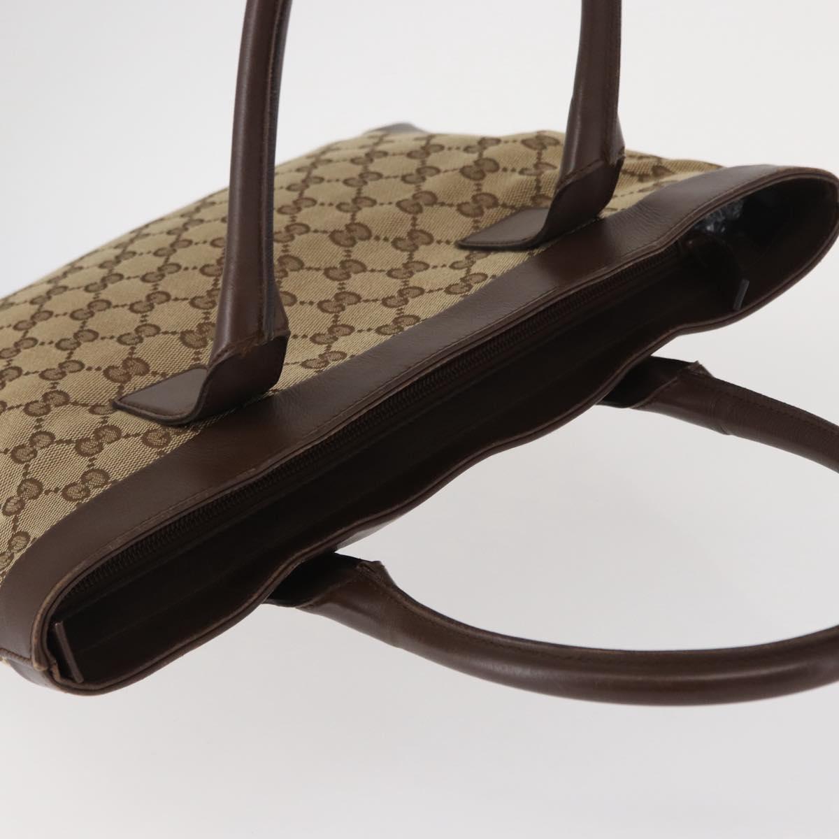 GUCCI GG Canvas Tote Bag Beige Gold 002 1199 Auth ka669