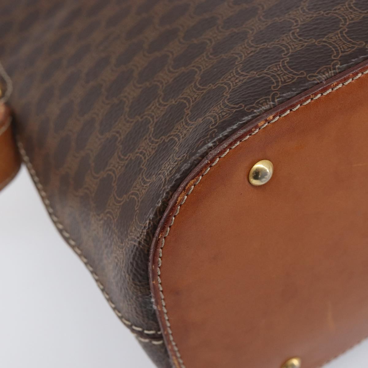 CELINE Macadam Hand Bag PVC 2way Brown Gold Tone Auth ka6693