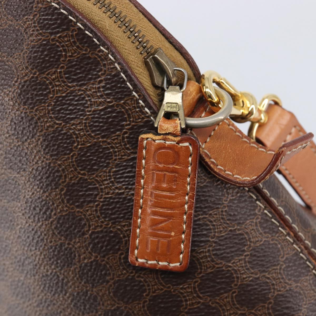 CELINE Macadam Hand Bag PVC 2way Brown Gold Tone Auth ka6693