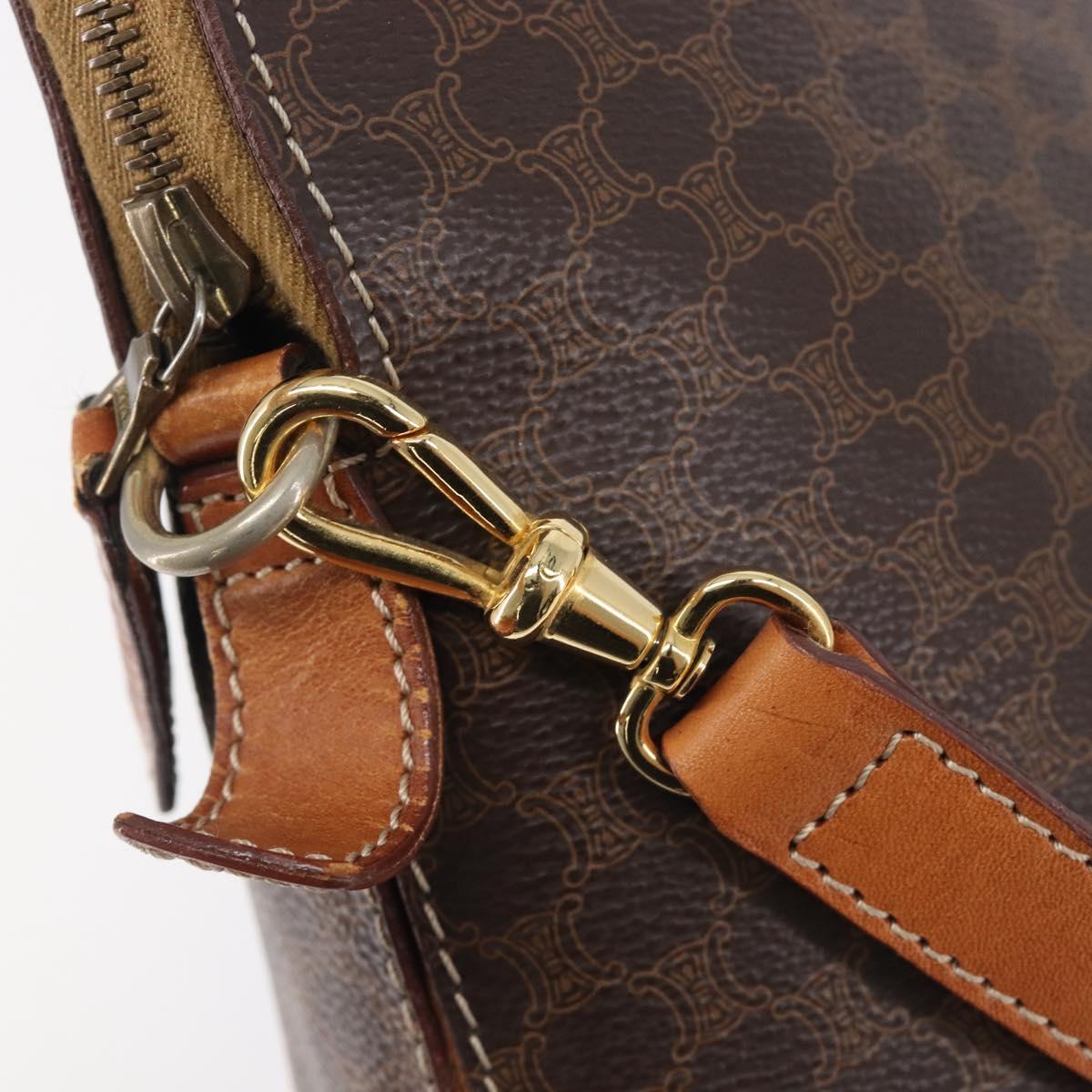CELINE Macadam Hand Bag PVC 2way Brown Gold Tone Auth ka6693