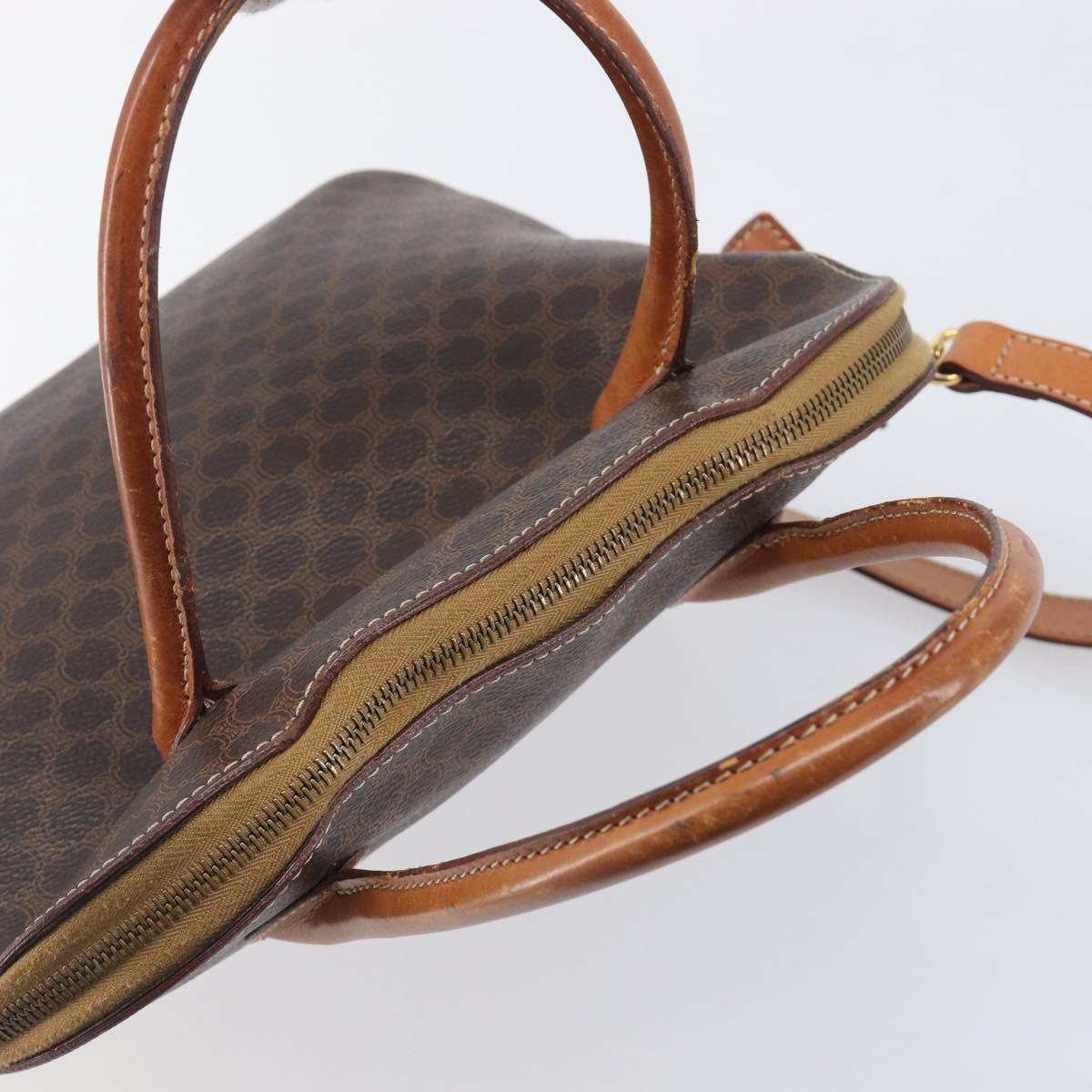 CELINE Macadam Hand Bag PVC 2way Brown Gold Tone Auth ka6693