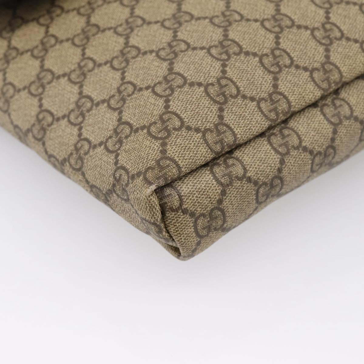 GUCCI GG Supreme Shoulder Bag PVC Beige Silver 223666 Auth ka6698