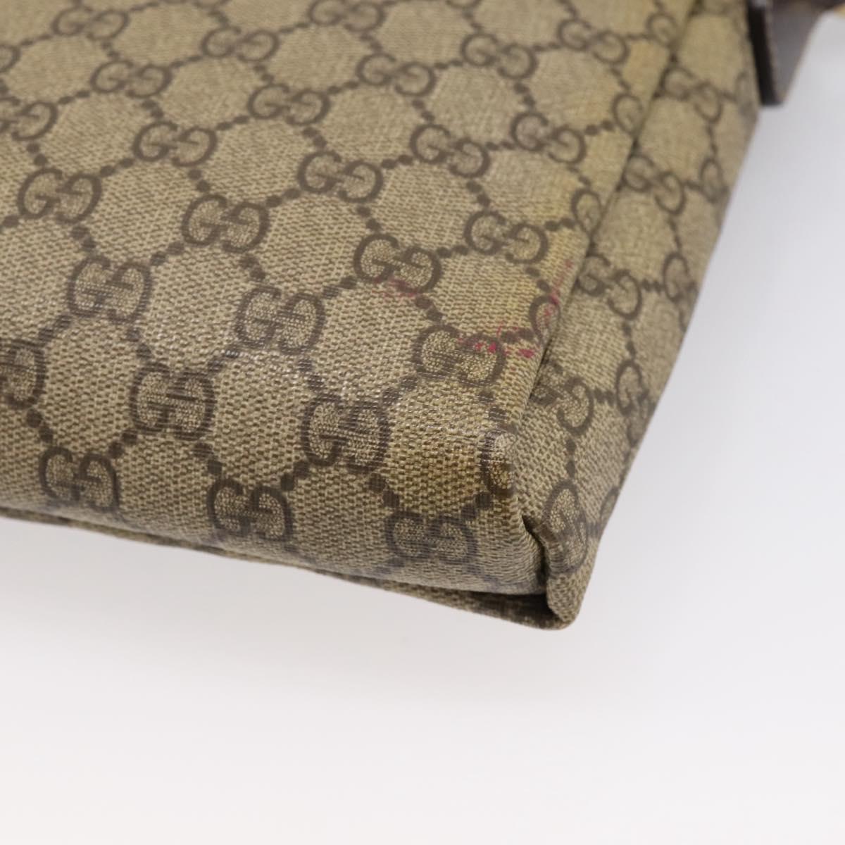 GUCCI GG Supreme Shoulder Bag PVC Beige Silver 223666 Auth ka6698