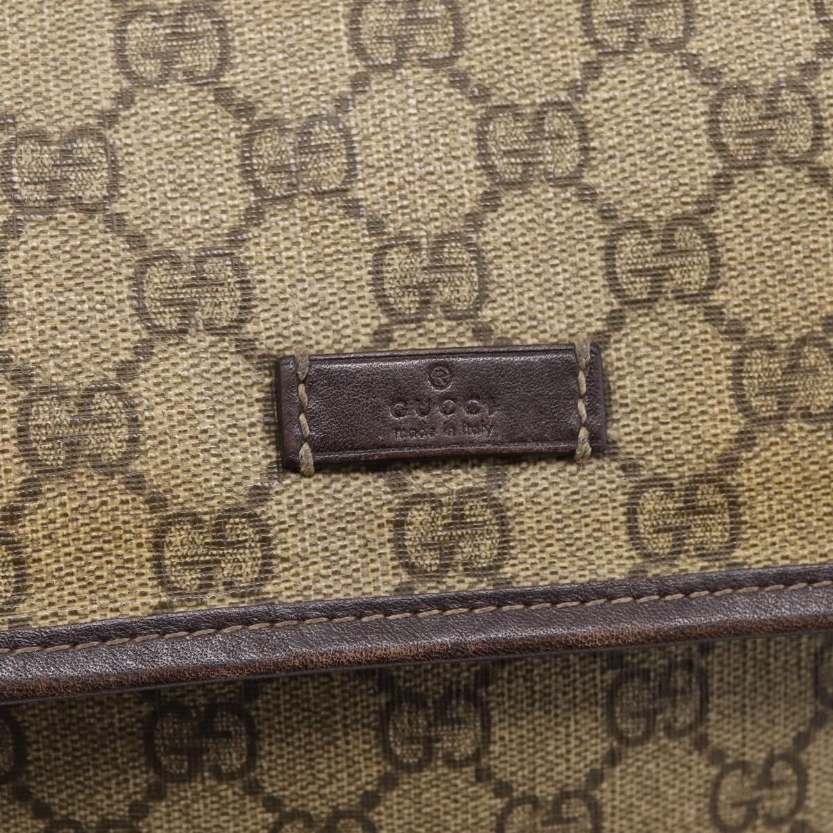 GUCCI GG Supreme Shoulder Bag PVC Beige Silver 223666 Auth ka6698