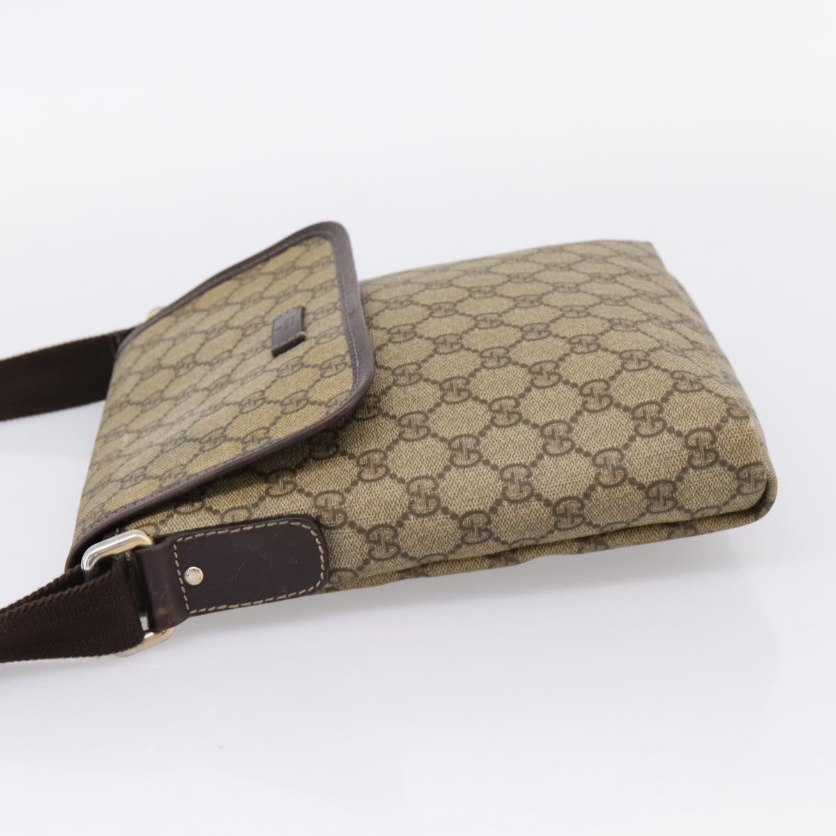 GUCCI GG Supreme Shoulder Bag PVC Beige Silver 223666 Auth ka6698
