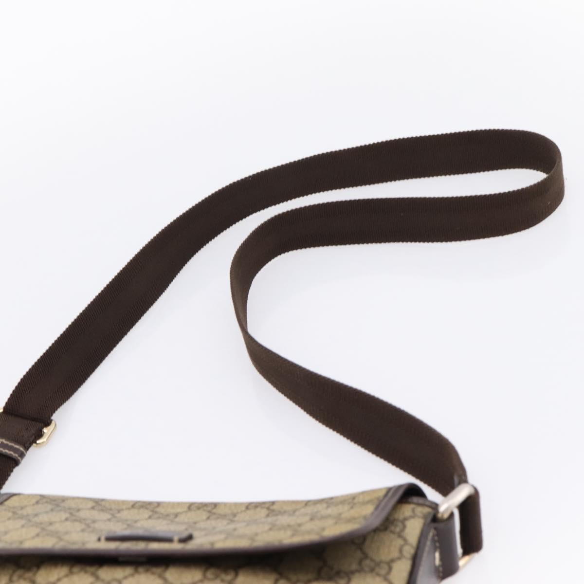 GUCCI GG Supreme Shoulder Bag PVC Beige Silver 223666 Auth ka6698