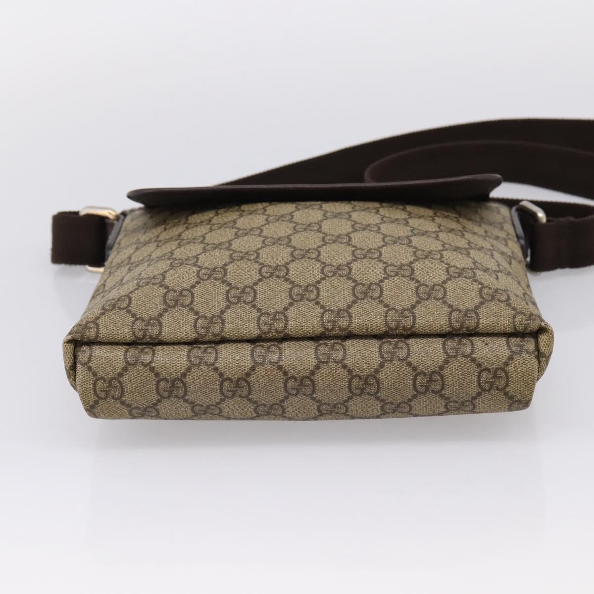 GUCCI GG Supreme Shoulder Bag PVC Beige Silver 223666 Auth ka6698