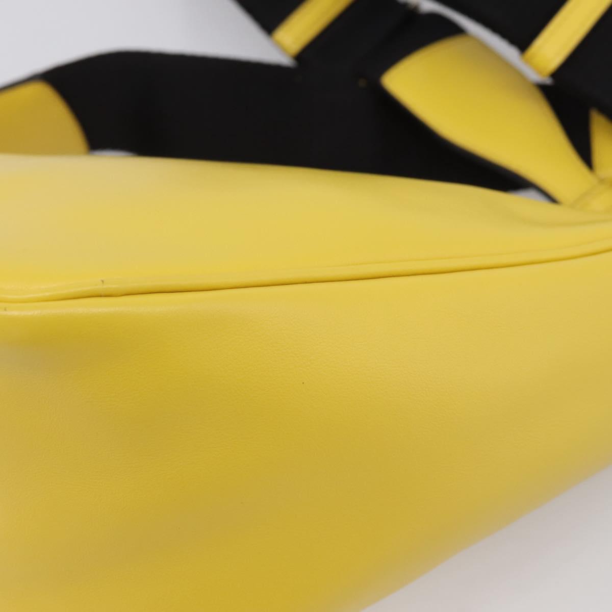PRADA Triangle Shoulder Bag Leather Yellow Silver Auth ka6699M