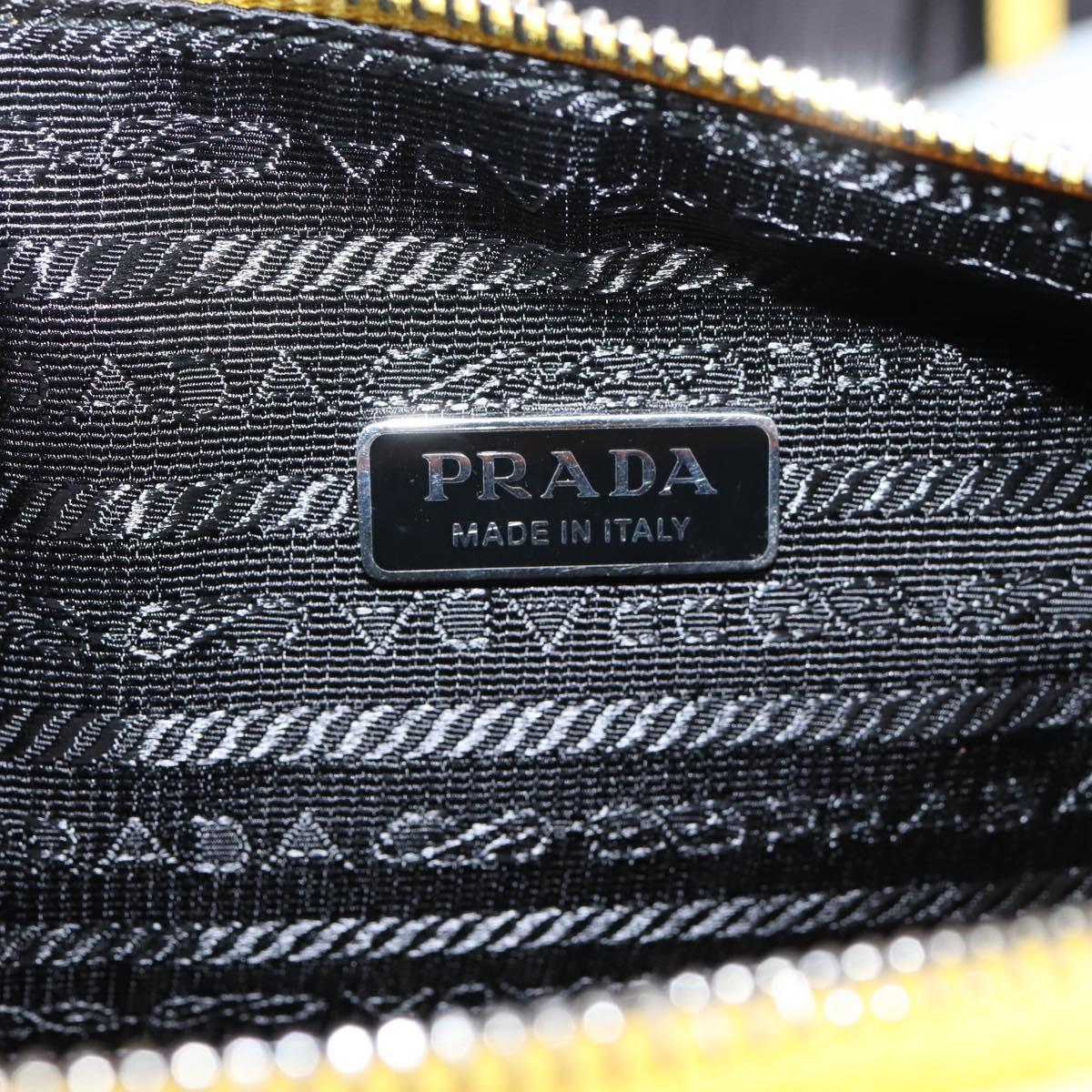 PRADA Triangle Shoulder Bag Leather Yellow Silver Auth ka6699M