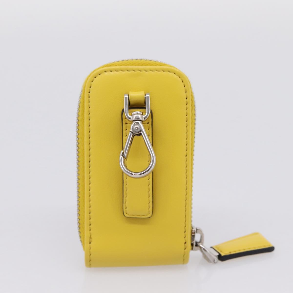 PRADA Triangle Shoulder Bag Leather Yellow Silver Auth ka6699M