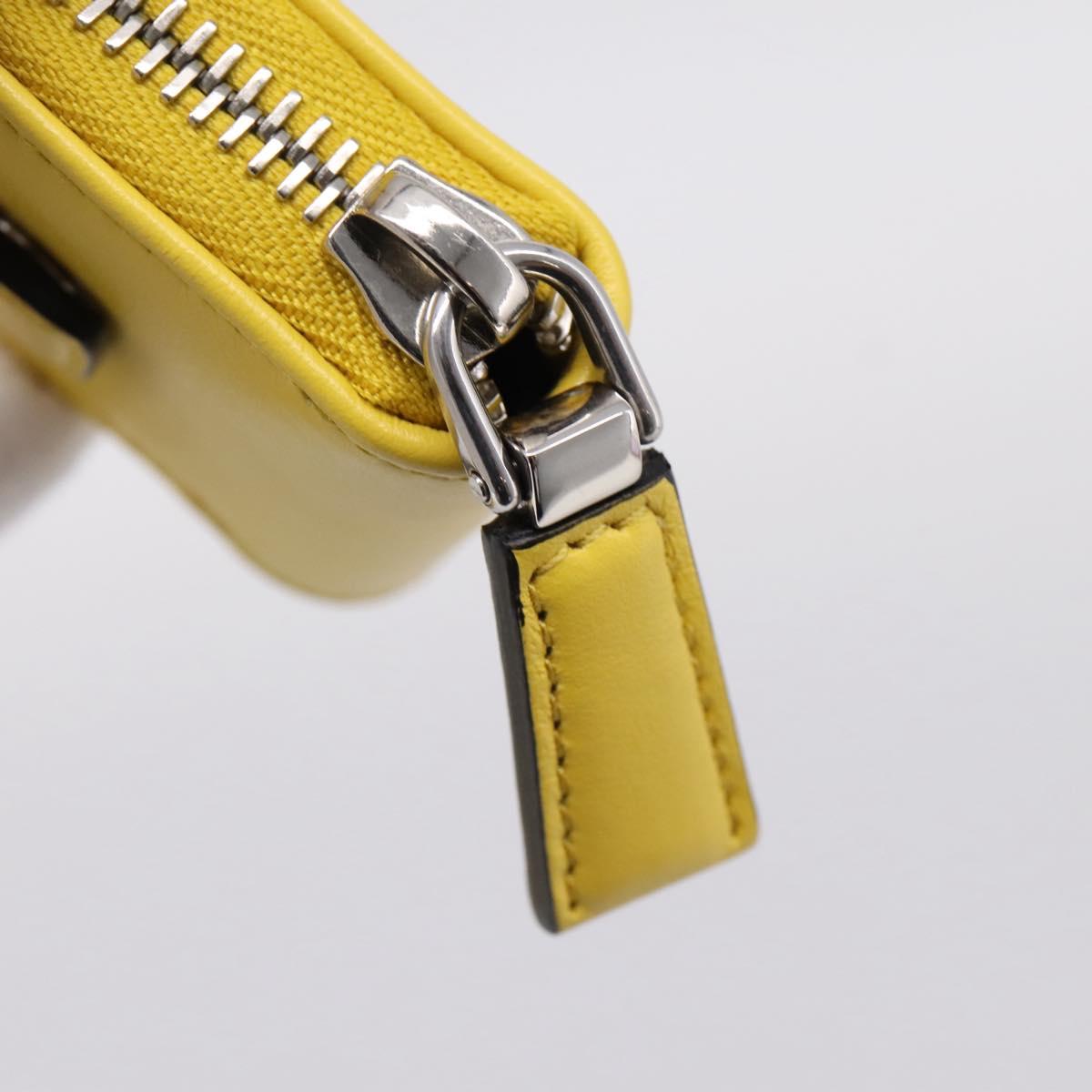 PRADA Triangle Shoulder Bag Leather Yellow Silver Auth ka6699M