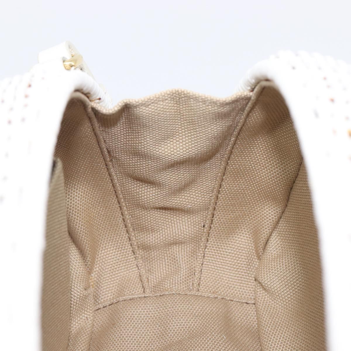 Miu Miu Wicker Hand Bag Raffia 2way White Gold Tone Auth ka6703M
