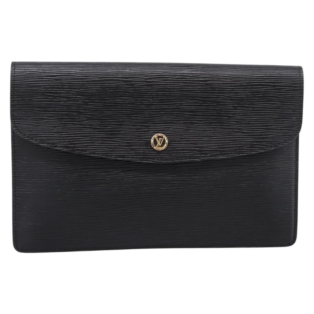 LOUIS VUITTON Epi Montaigne 27 Clutch Bag Black M52652 LV Auth ka6704