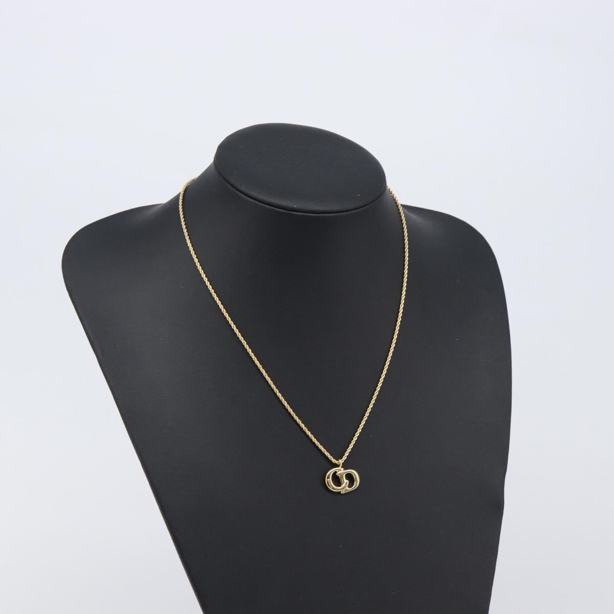 Christian Dior Necklace Metal Gold Tone Auth ka6708