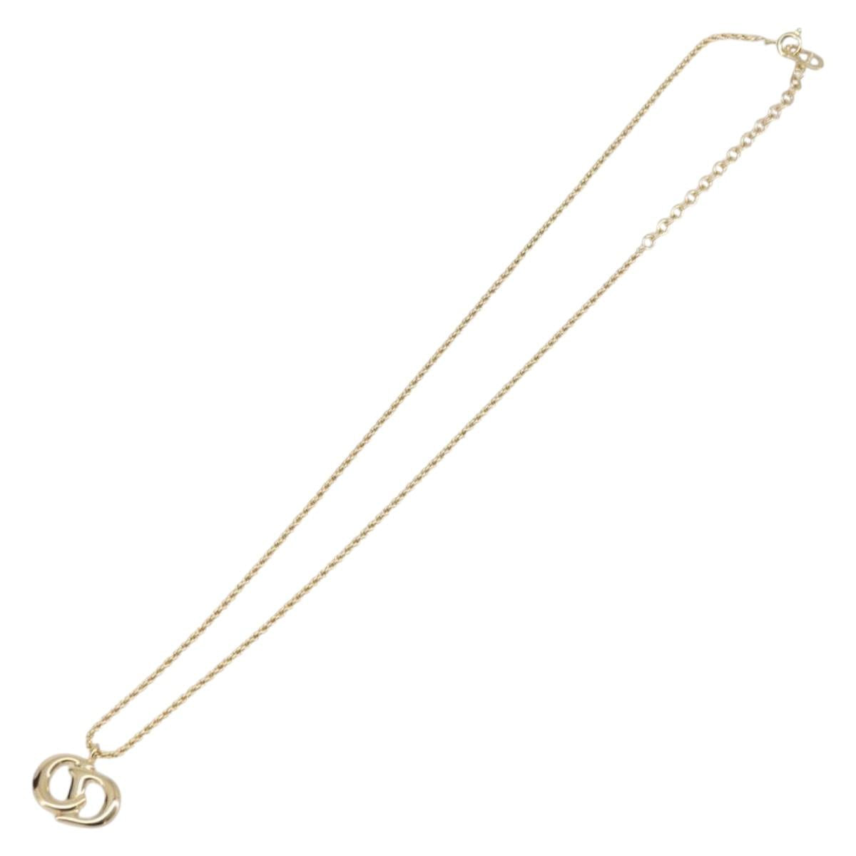Christian Dior Necklace Metal Gold Tone Auth ka6708