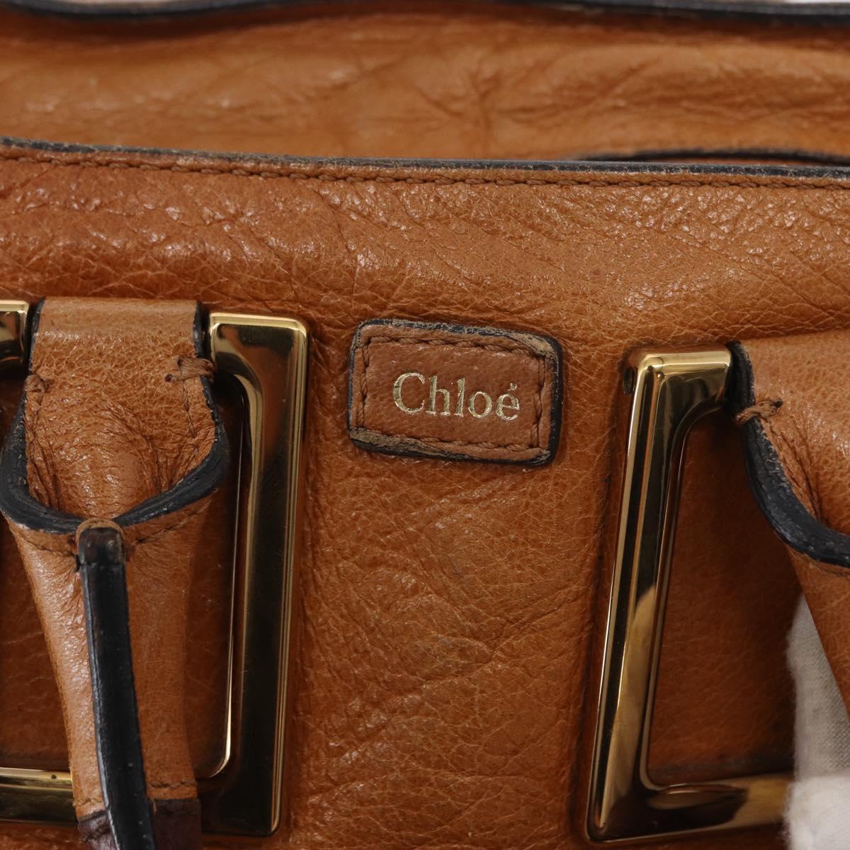 Chloe Etel Hand Bag Leather 2way Brown Gold Auth ka671