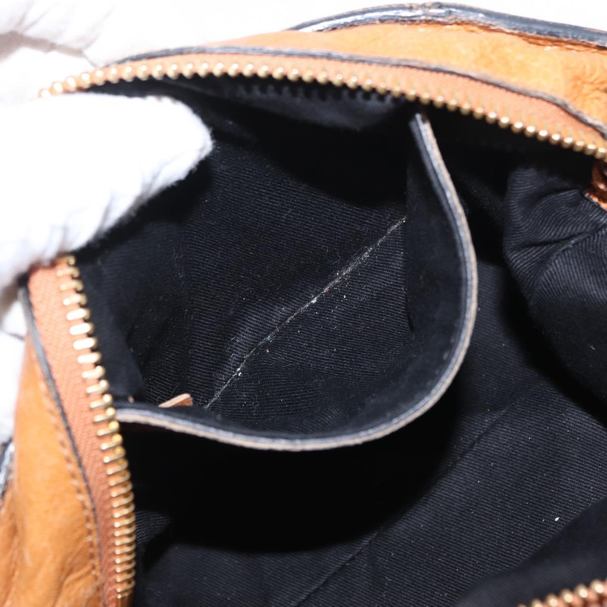 Chloe Etel Hand Bag Leather 2way Brown Gold Auth ka671