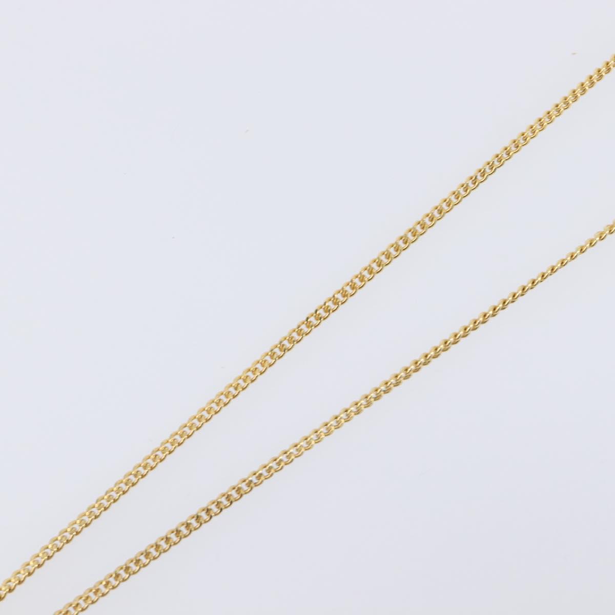 Christian Dior Rhinestone Necklace Metal Gold Tone Auth ka6710