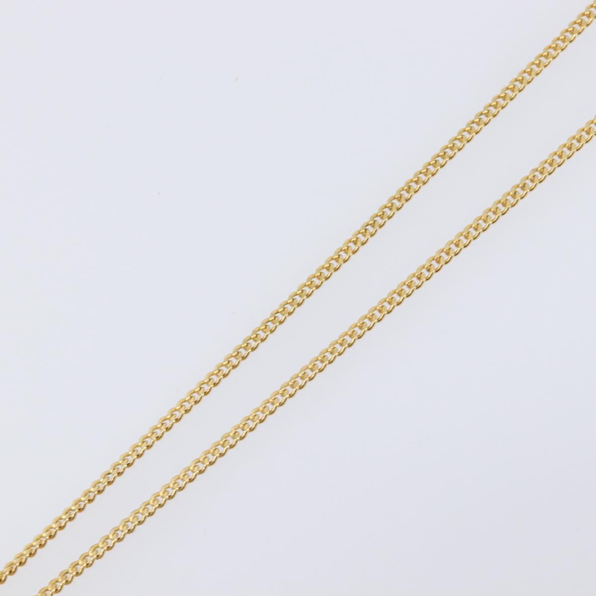 Christian Dior Rhinestone Necklace Metal Gold Tone Auth ka6710