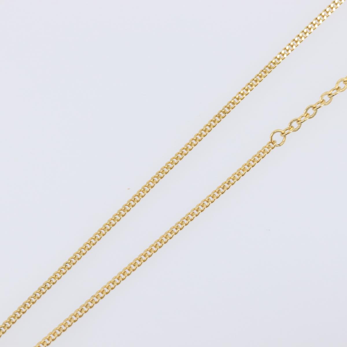 Christian Dior Rhinestone Necklace Metal Gold Tone Auth ka6710